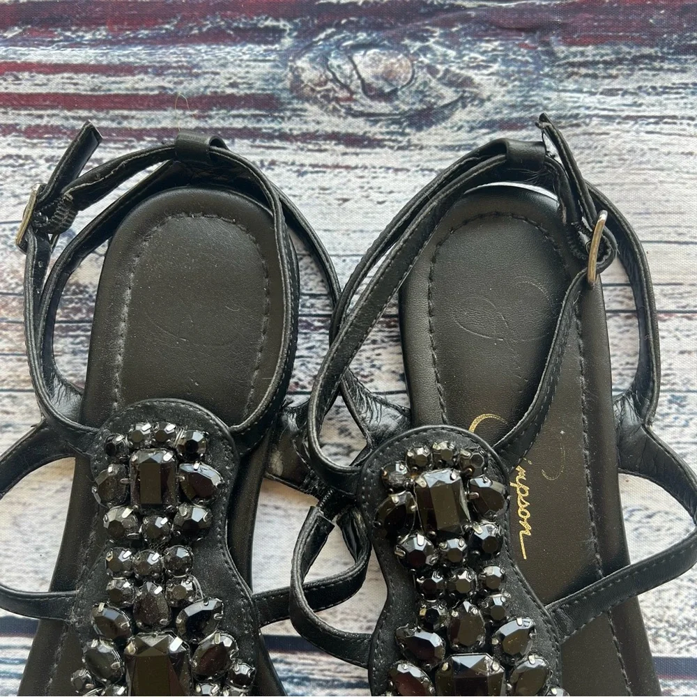 Jessica Simpson “Braylie” Elegant Black Beaded Sandals